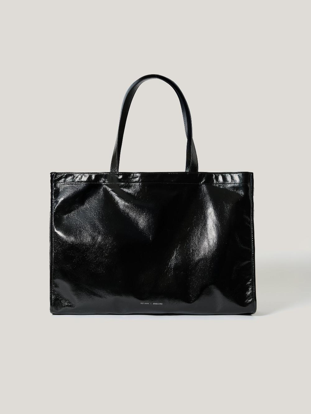 jigsaw Large Patent Tote Bag Black