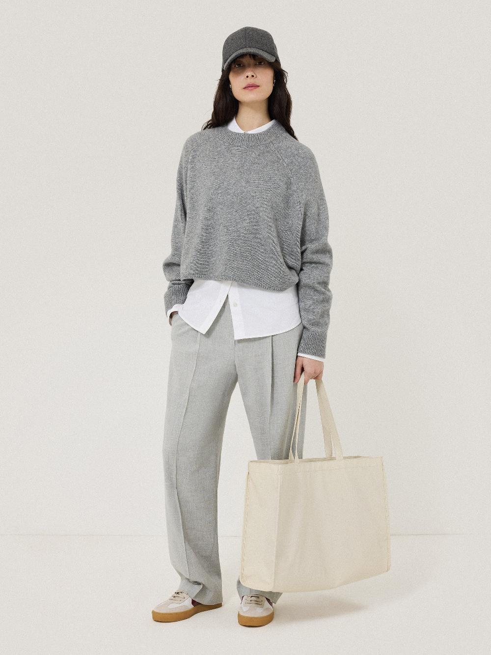 Jigsaw Large Patent Tote Bag Cream