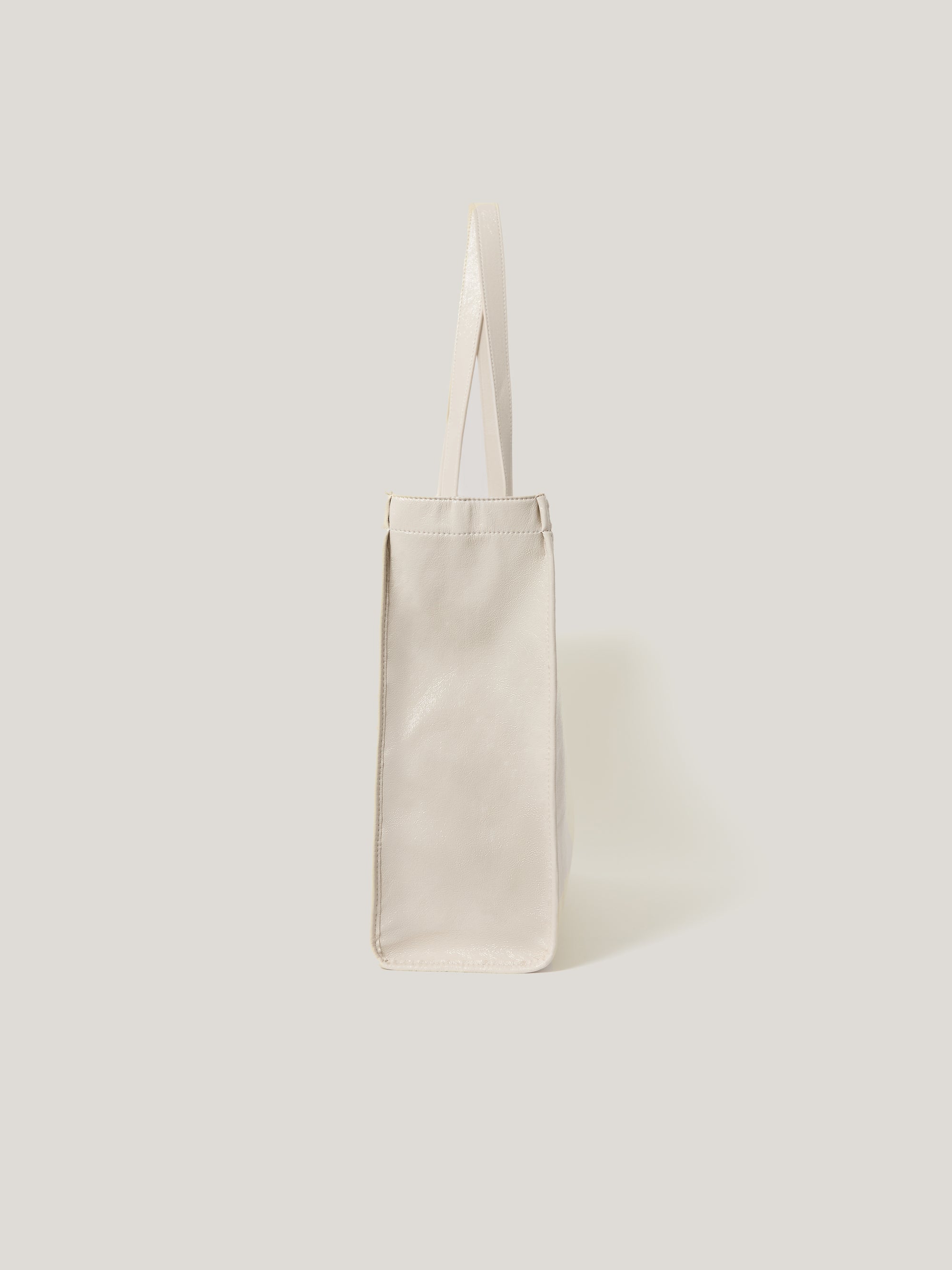 Jigsaw Large Patent Tote Bag Cream
