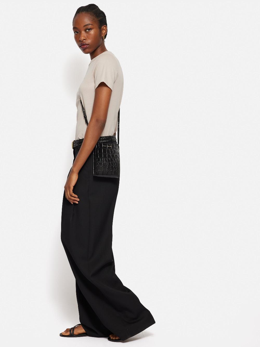 Jigsaw Leather Crossbody Phone Bag Black