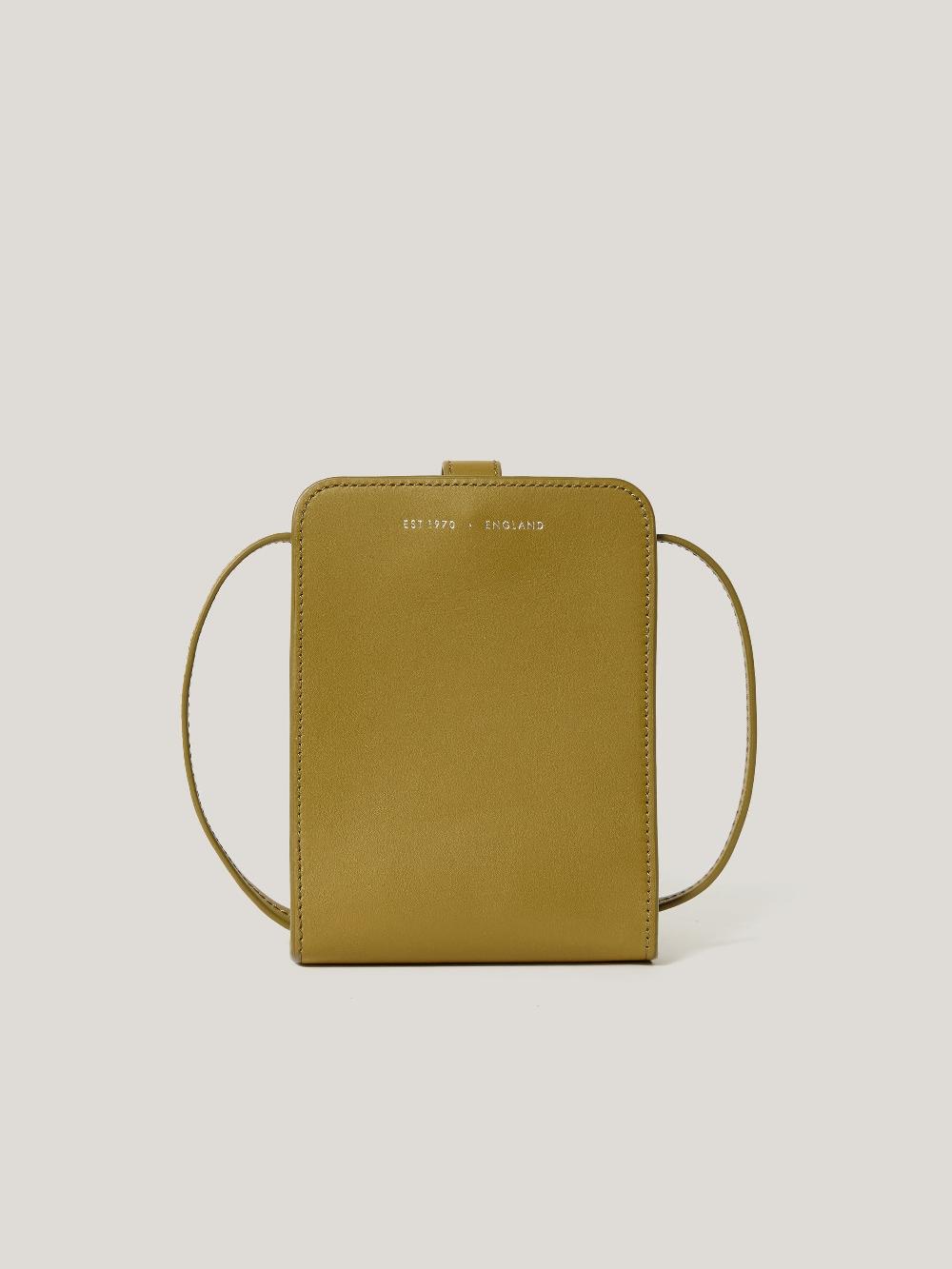 jigsaw Leather Crossbody Phone Bag Green