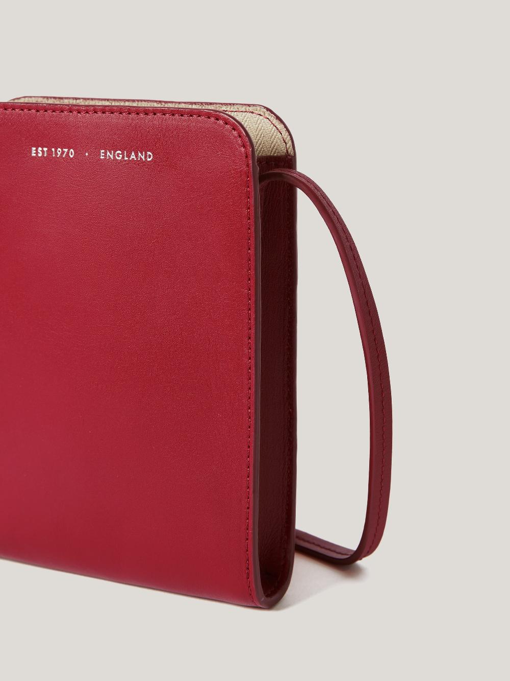 Jigsaw Leather Crossbody Phone Bag Red