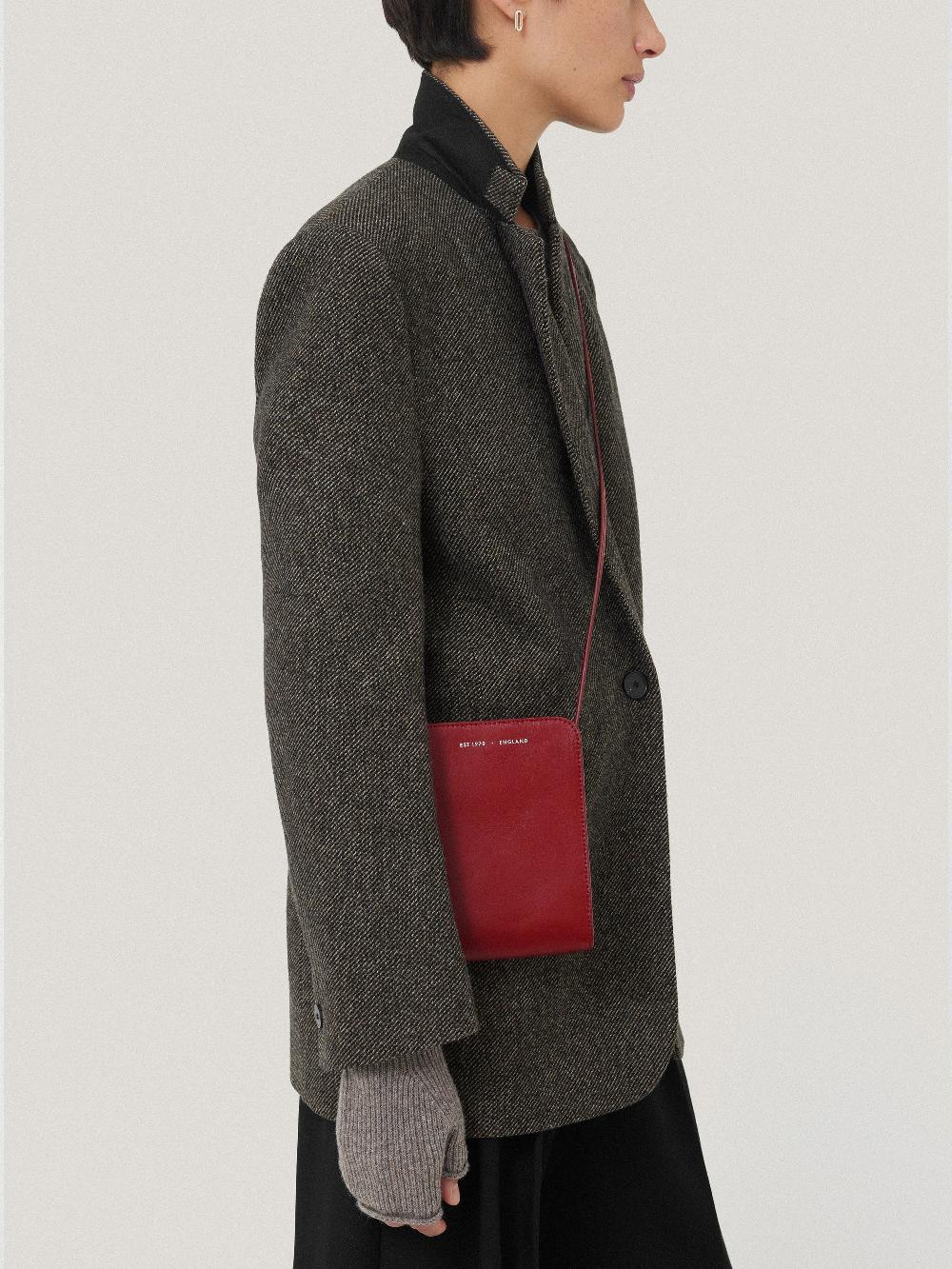 Jigsaw Leather Crossbody Phone Bag Red