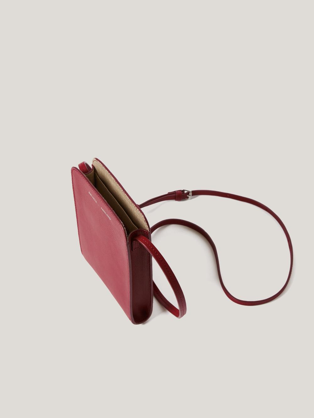 Jigsaw Leather Crossbody Phone Bag Red