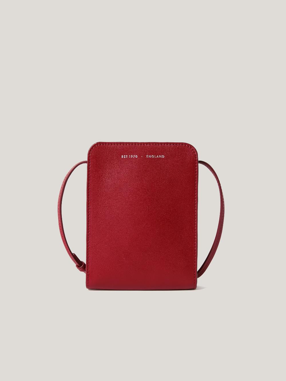 jigsaw Leather Crossbody Phone Bag Red