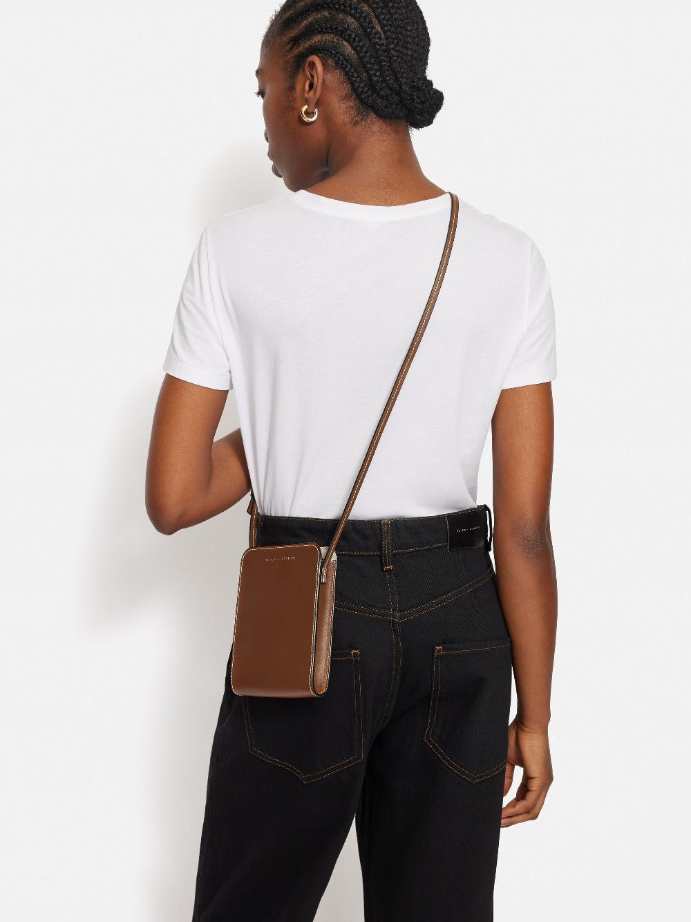 Jigsaw Leather Crossbody Phone Bag Tan