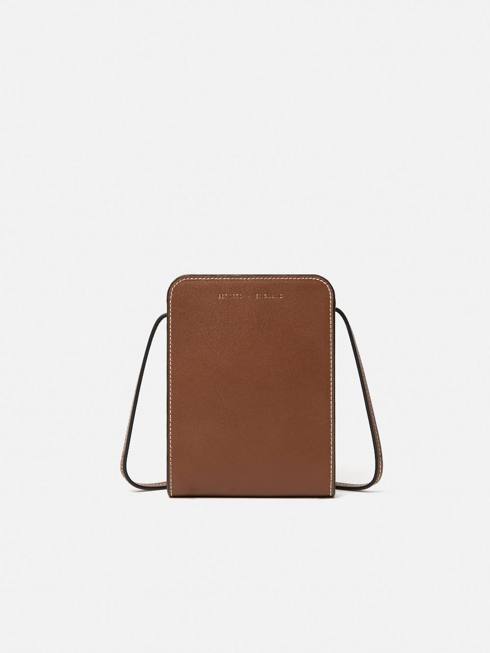 Jigsaw Leather Crossbody Phone Bag Tan