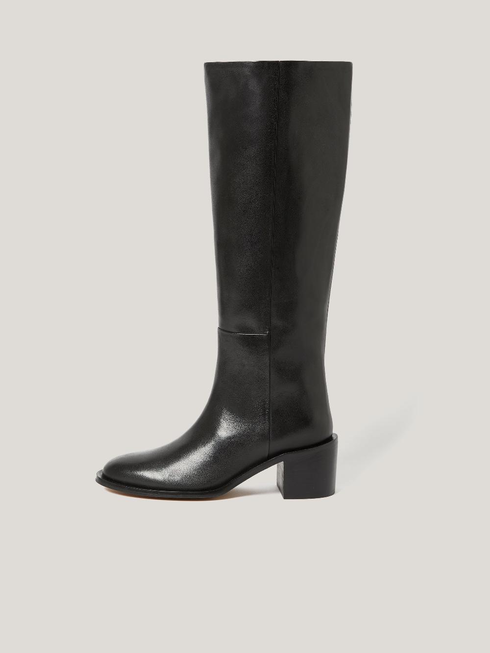 jigsaw Leather Heeled Riding Boot Black