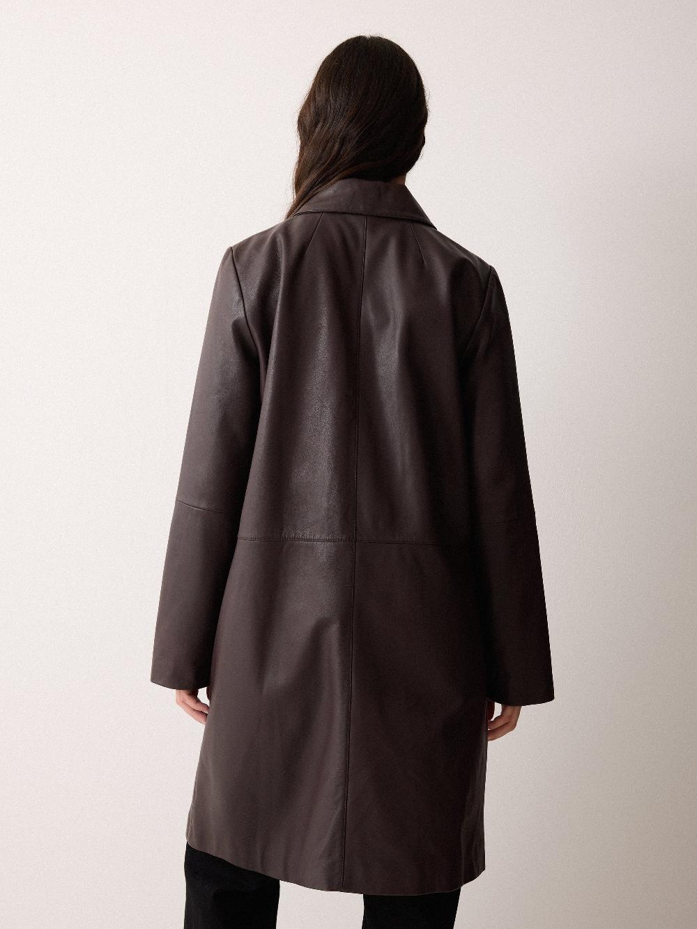 Jigsaw Leather Knee Length Coat Purple