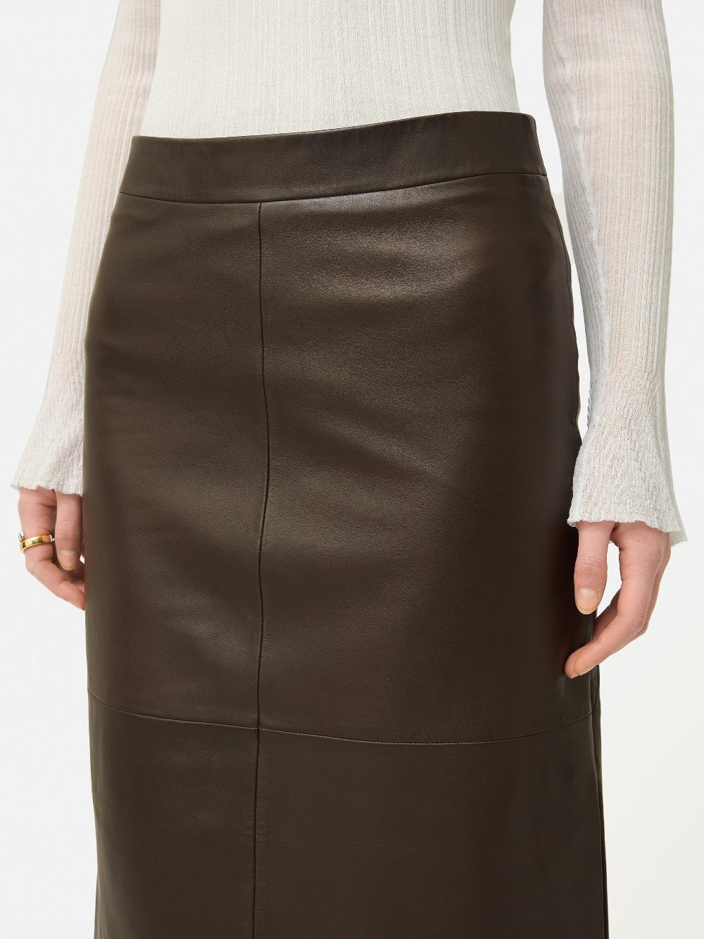 Jigsaw Leather Maxi Skirt Chocolate