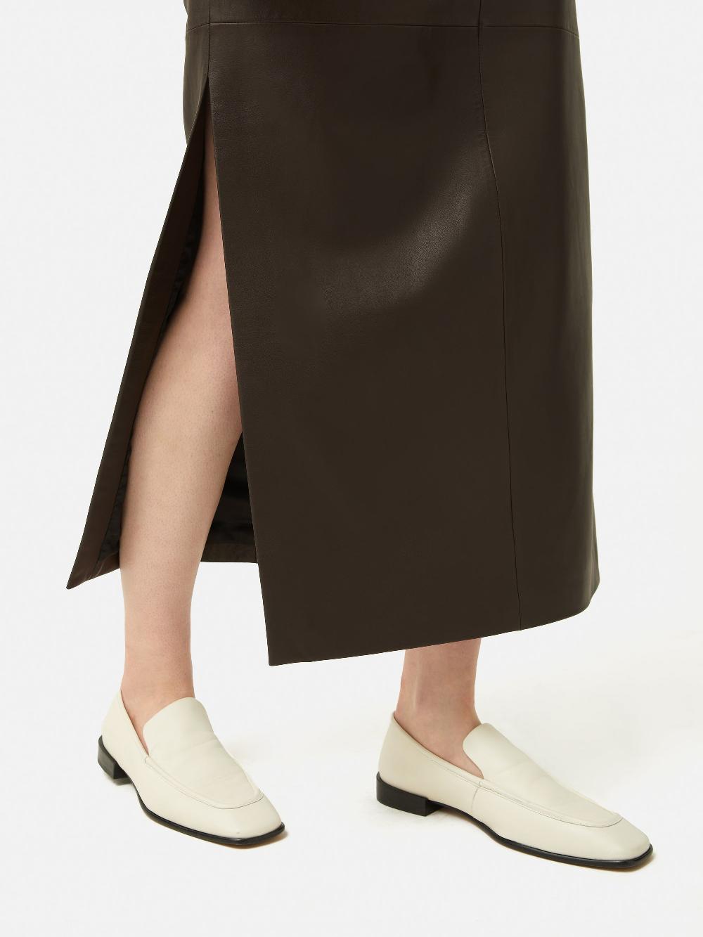 Jigsaw Leather Maxi Skirt Chocolate
