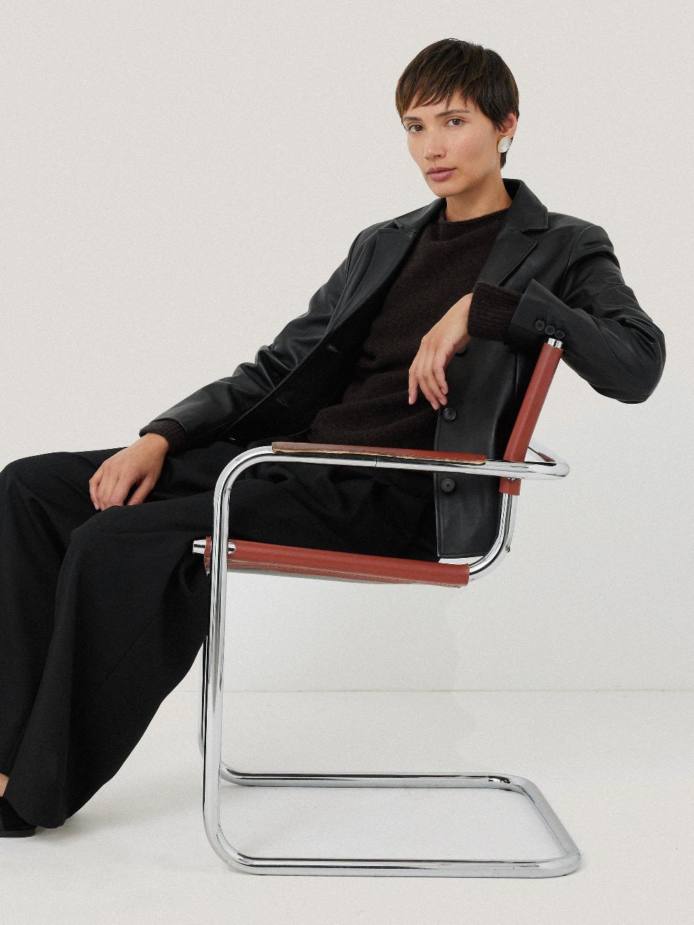 Jigsaw Leather Tailored Blazer Black