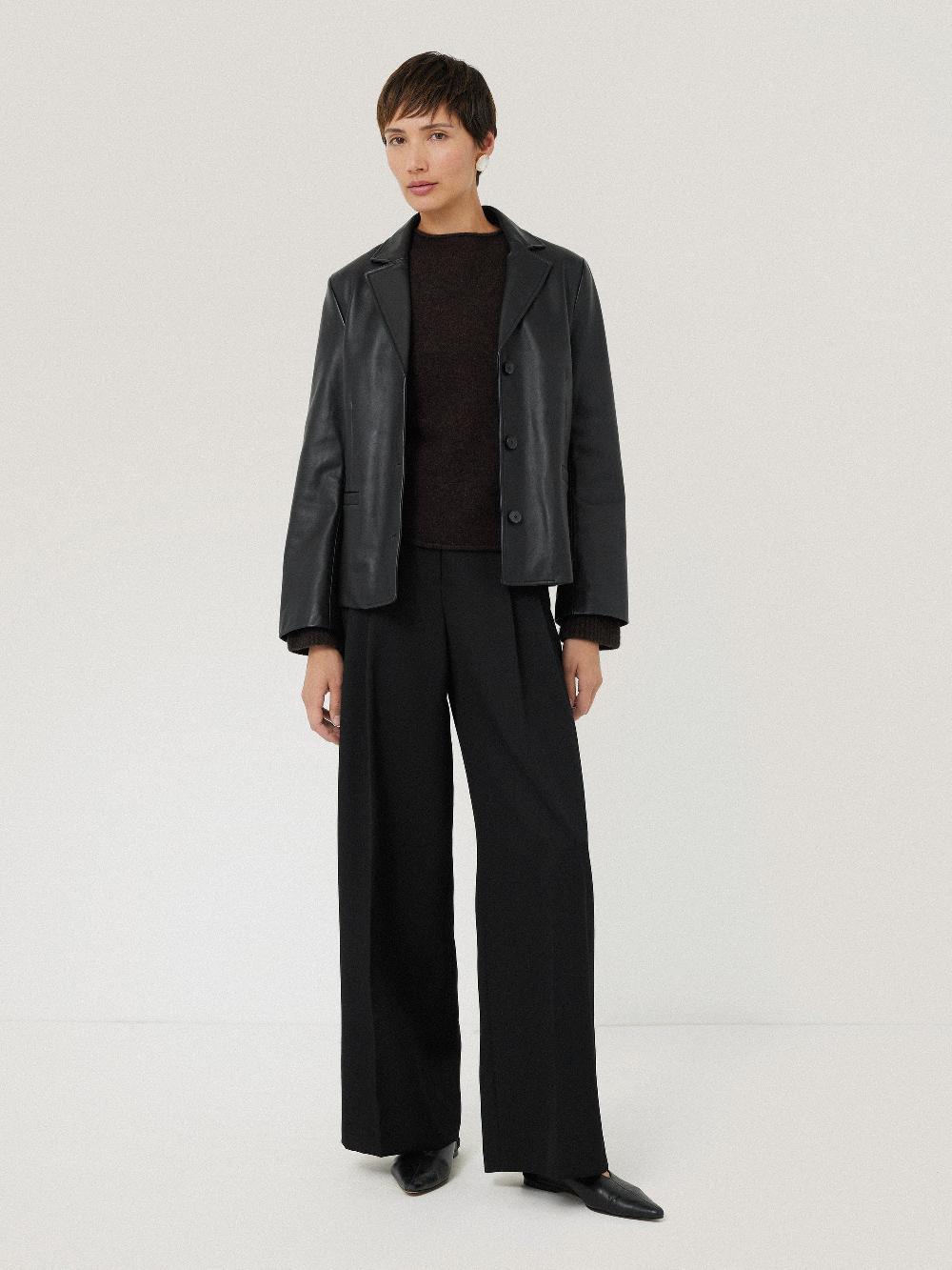 Jigsaw Leather Tailored Blazer Black