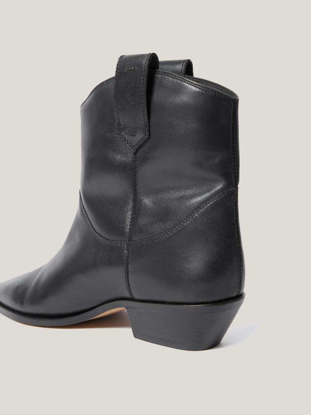 Jigsaw Leather Western Ankle Boot Black
