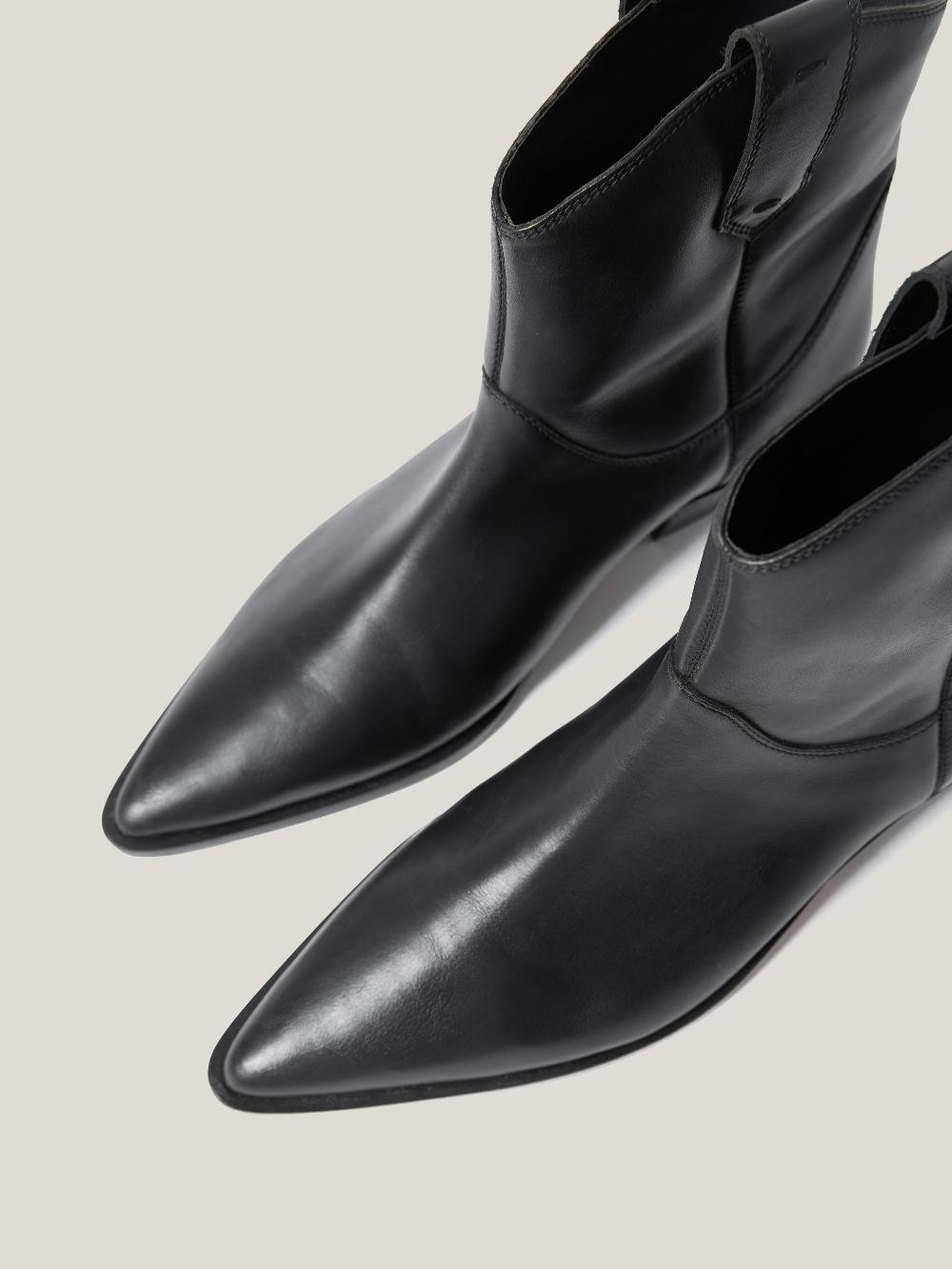 Jigsaw Leather Western Ankle Boot Black