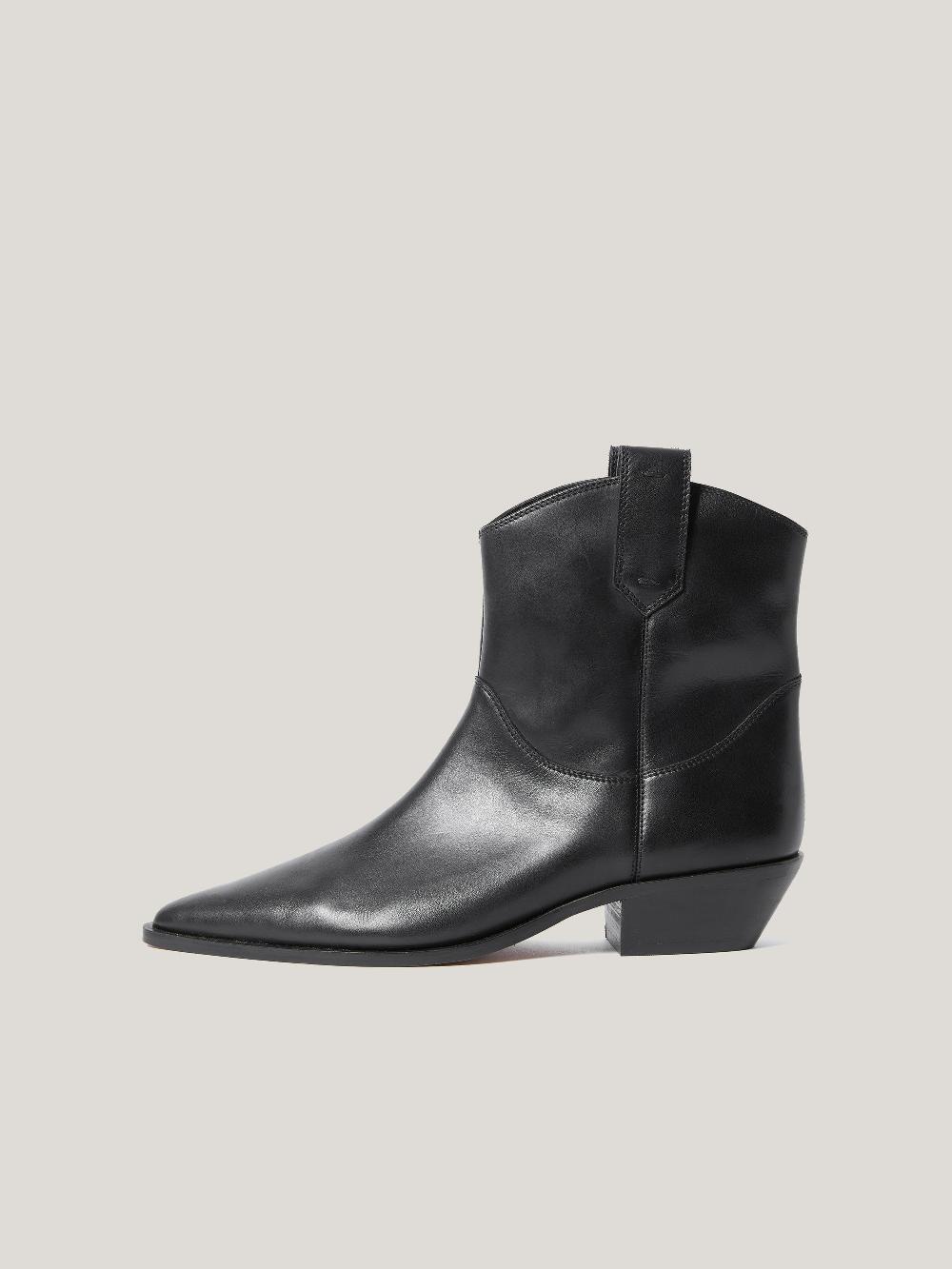 jigsaw Leather Western Ankle Boot Black