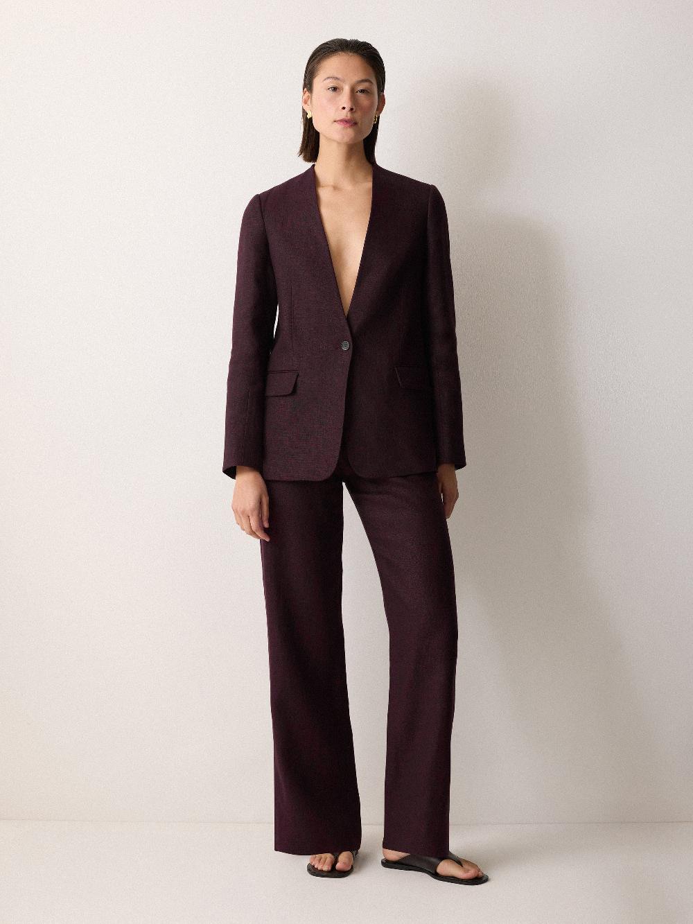 Jigsaw Linen Blake Trouser Oxblood