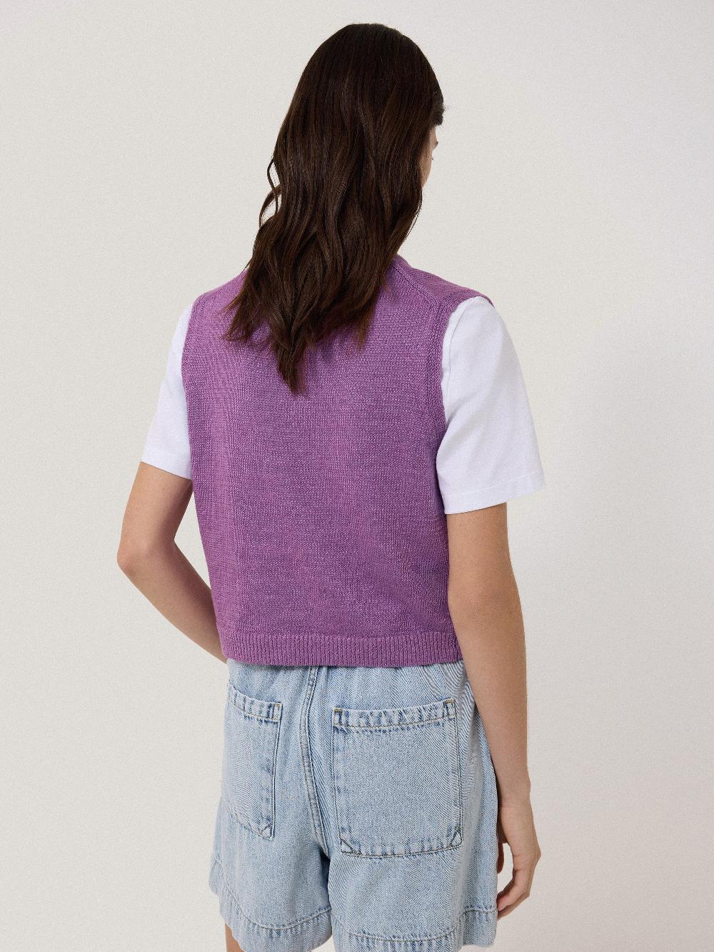 Jigsaw Linen Button Through Tank Purple