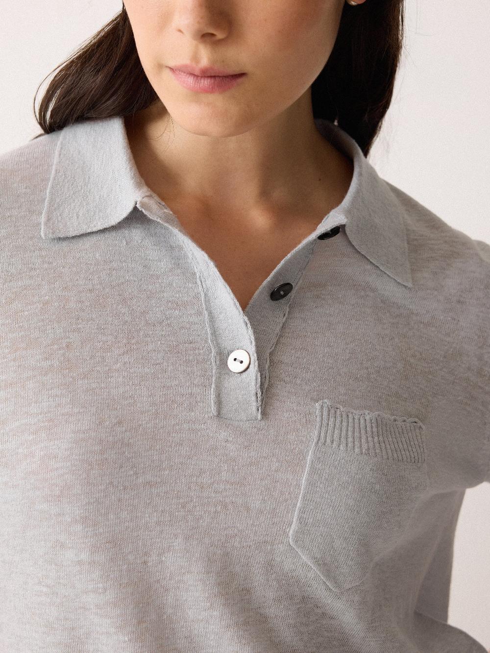 Jigsaw Linen Cotton Polo Blue