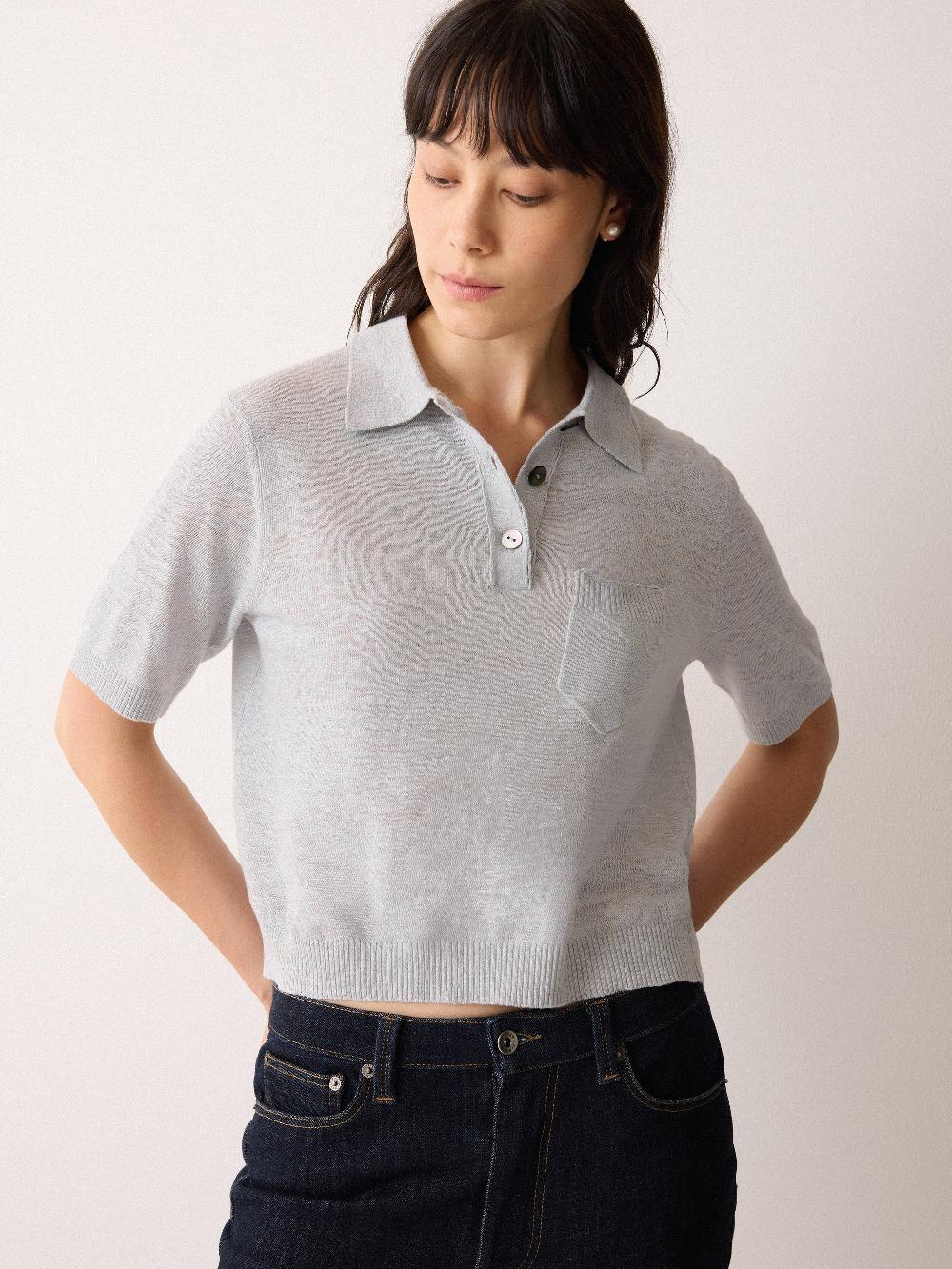 Jigsaw Linen Cotton Polo Blue
