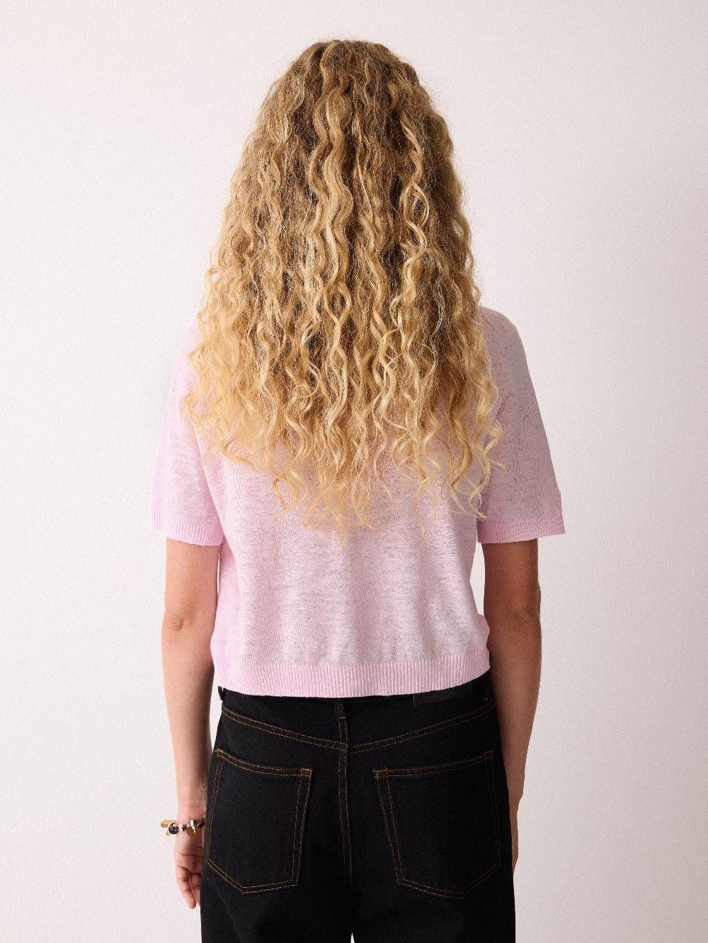 Jigsaw Linen Cotton Polo Pink