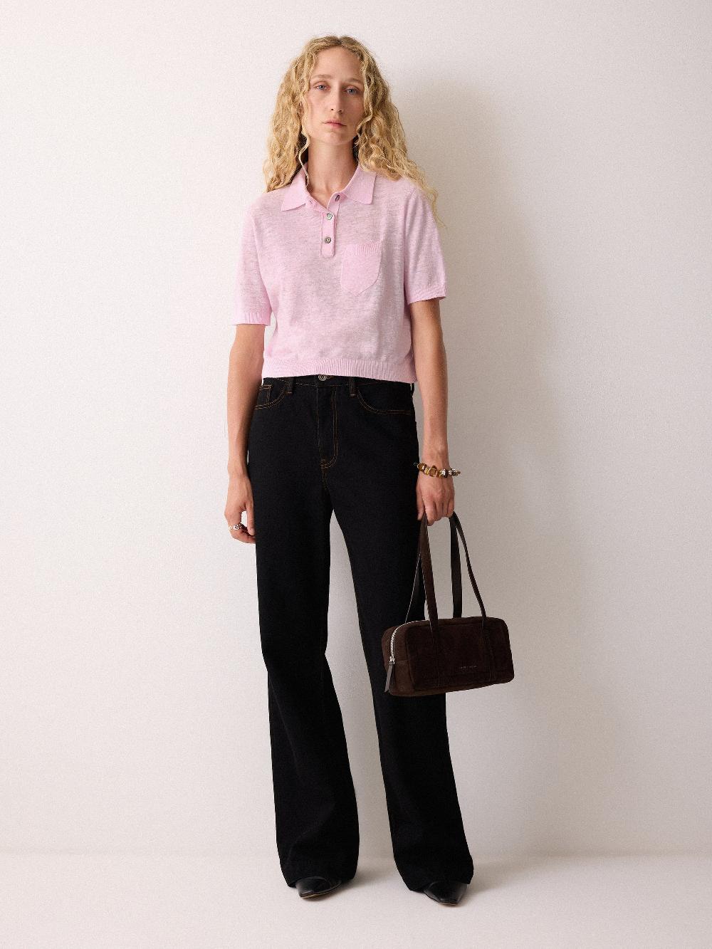 jigsaw Linen Cotton Polo Pink