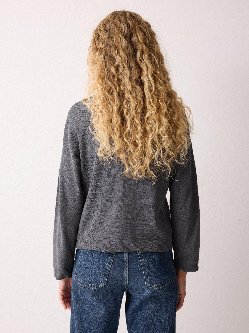 Jigsaw Linen Cotton Twist Hem Jumper Grey