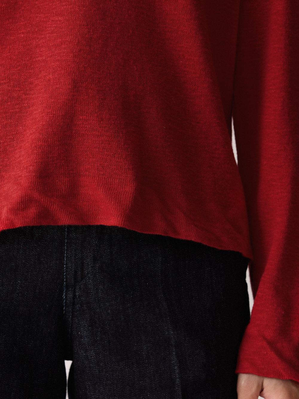 Jigsaw Linen Cotton Twist Hem Jumper Red