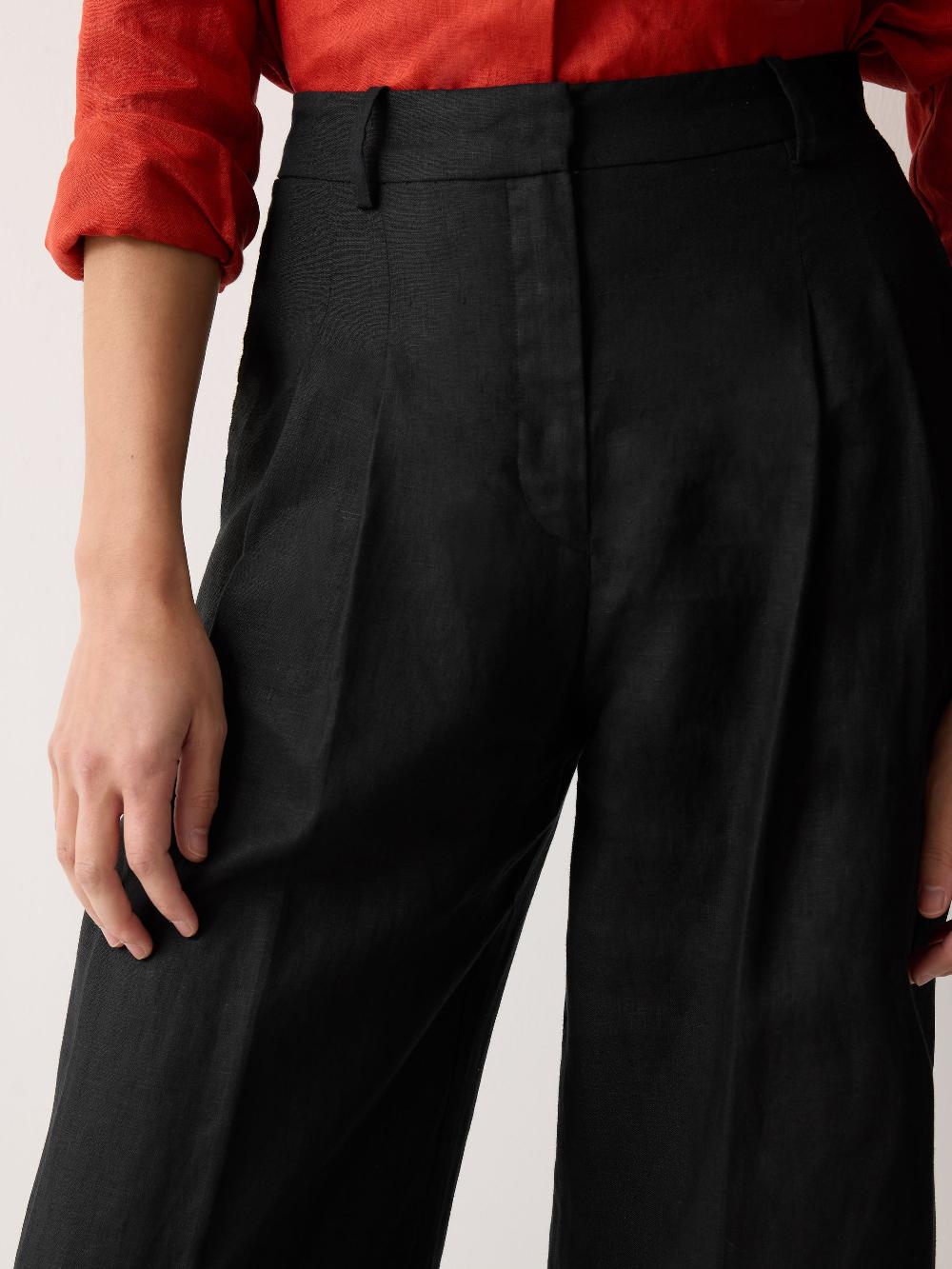 Jigsaw Linen Cropped Kemp Trouser Black