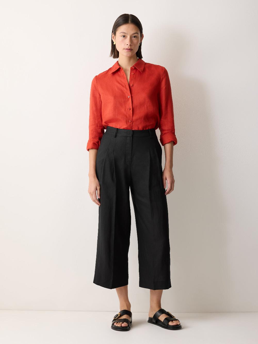 Jigsaw Linen Cropped Kemp Trouser Black