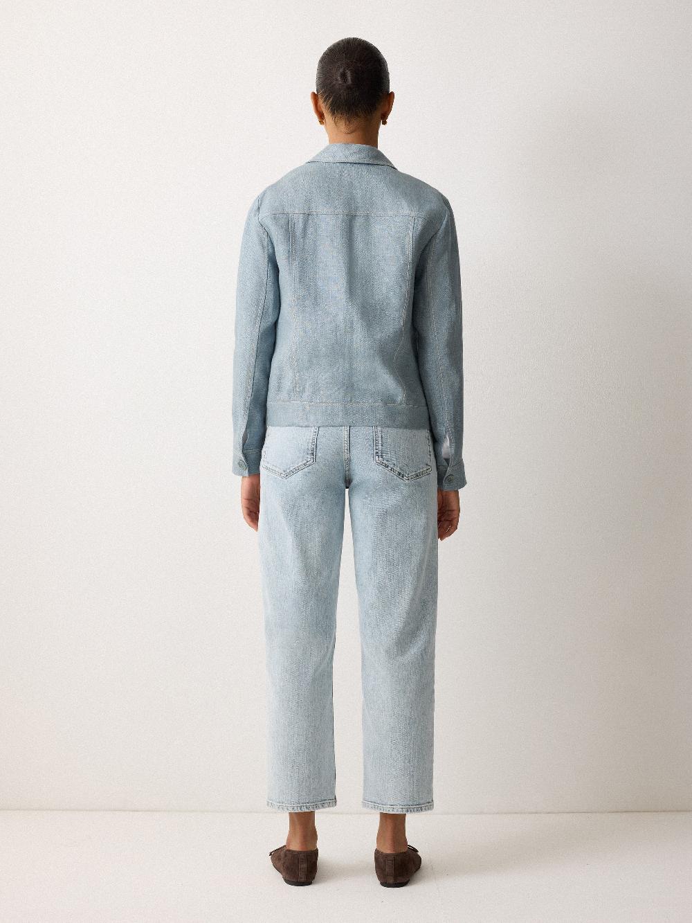 Jigsaw Linen Cropped Utility Jacket Light Blue
