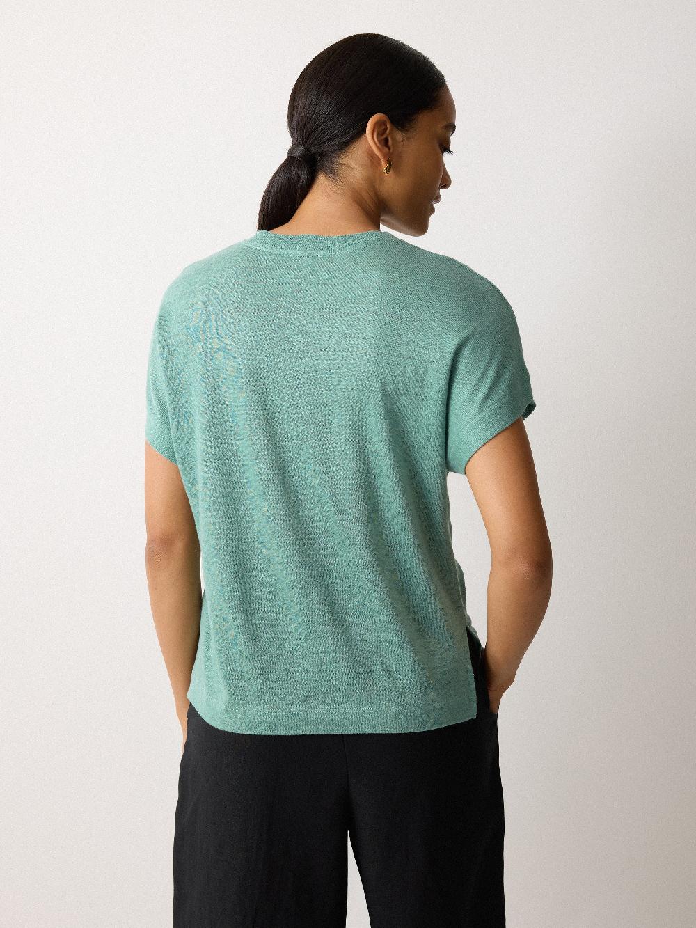 Jigsaw Linen Drape Sleeve Top Green