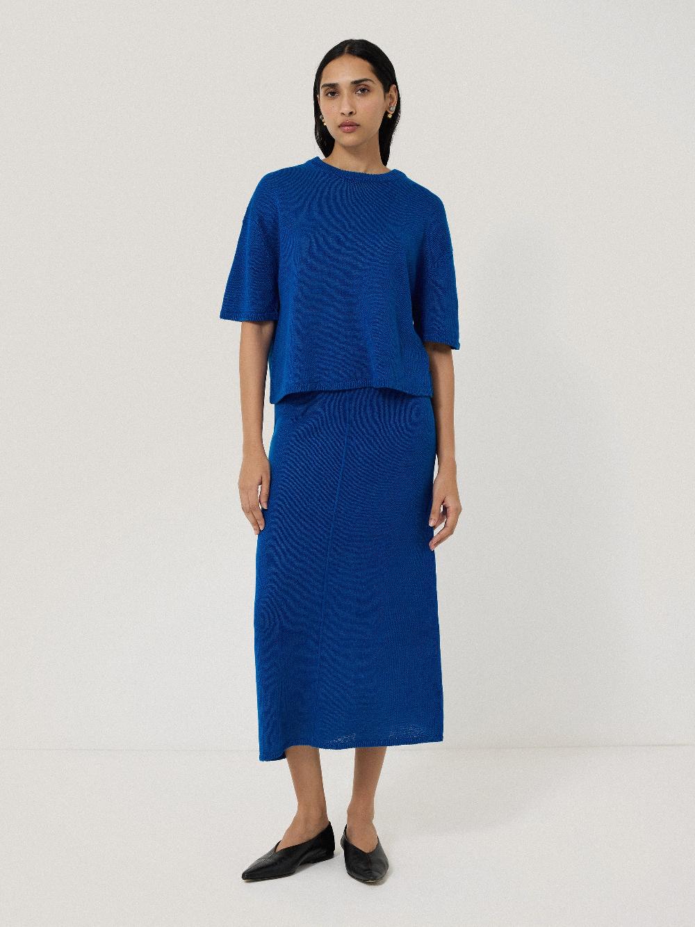 Jigsaw Linen Knitted Top Blue