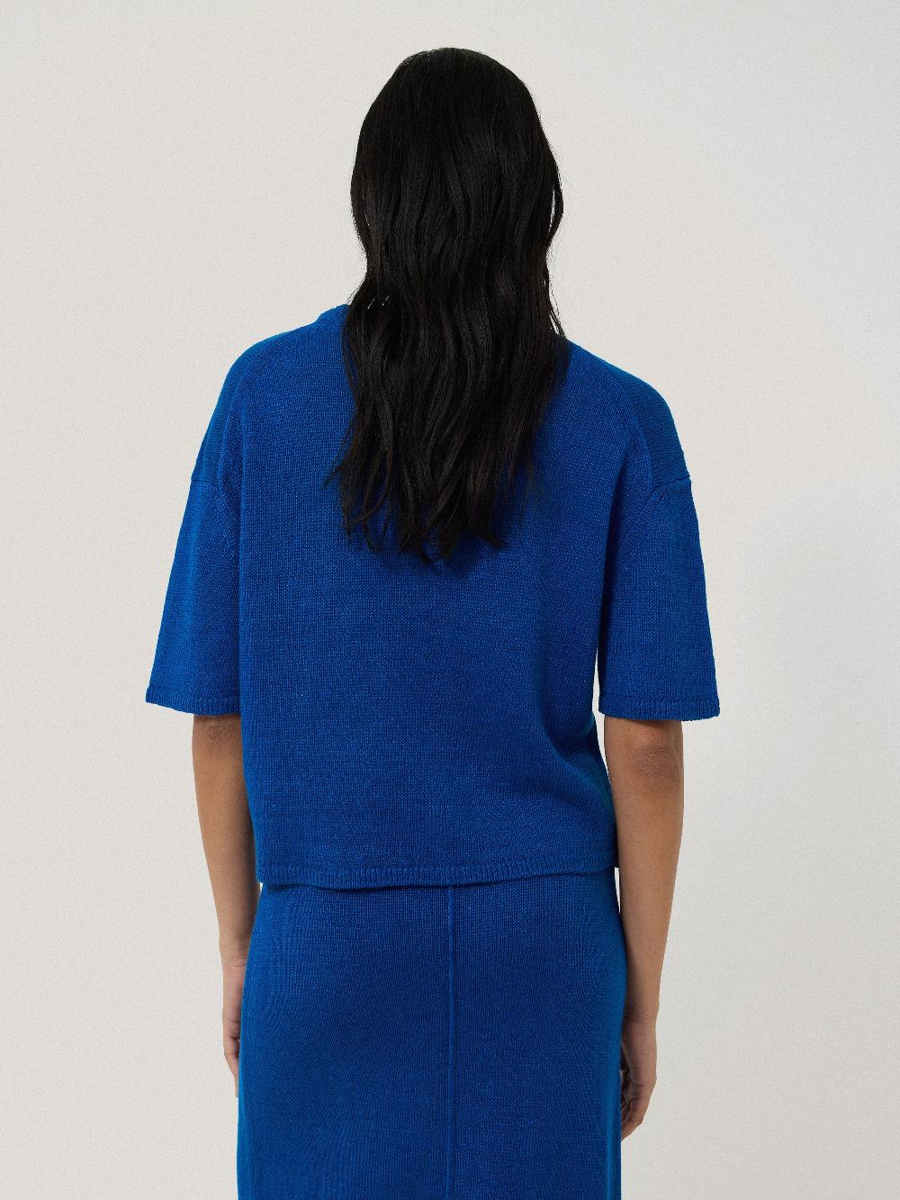 Jigsaw Linen Knitted Top Blue