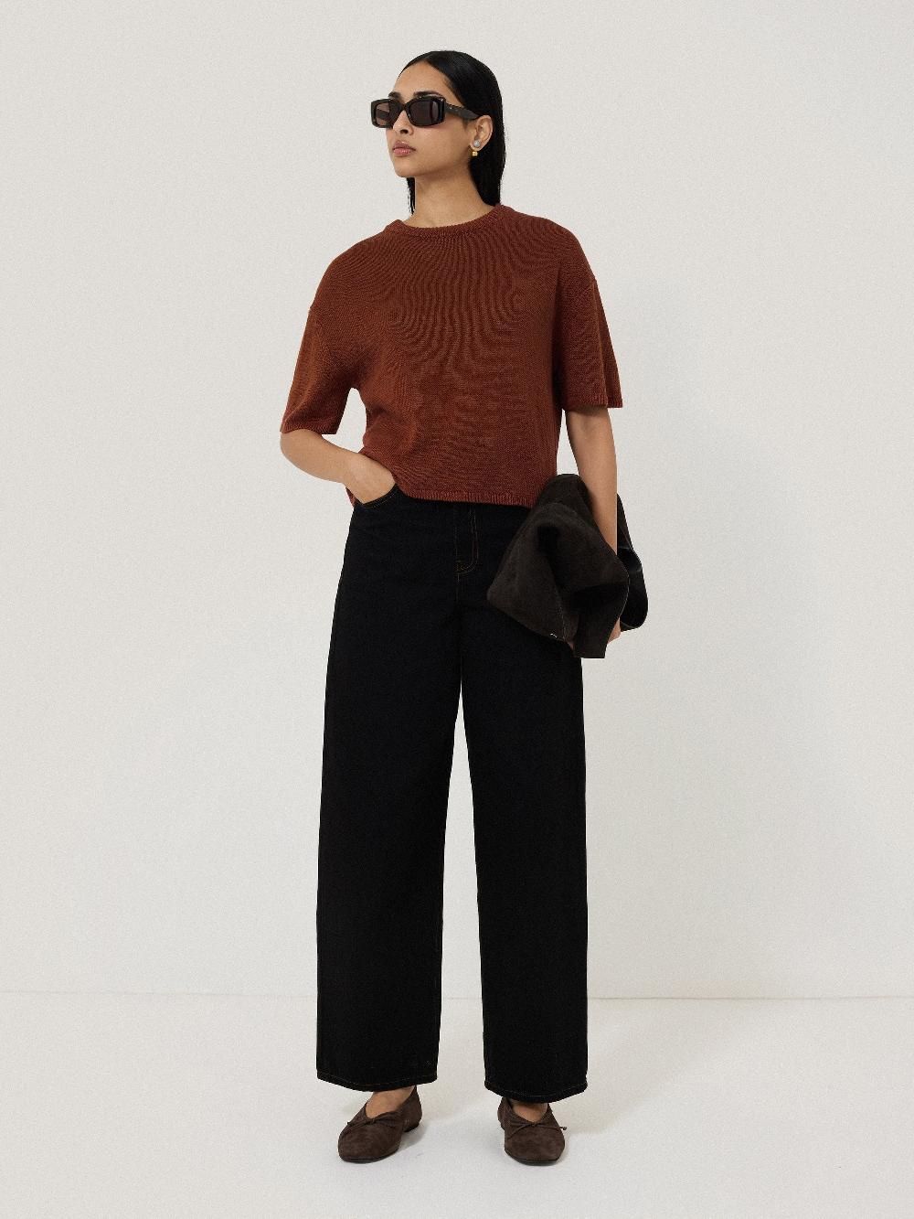 Jigsaw Linen Knitted Top Brown