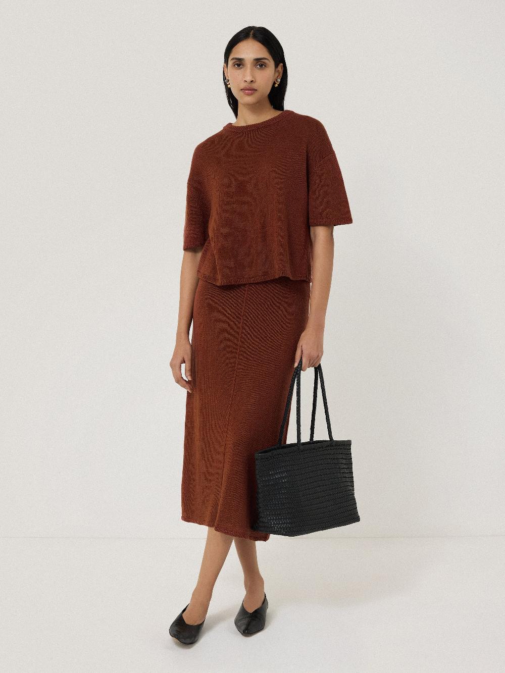 jigsaw Linen Knitted Top Brown
