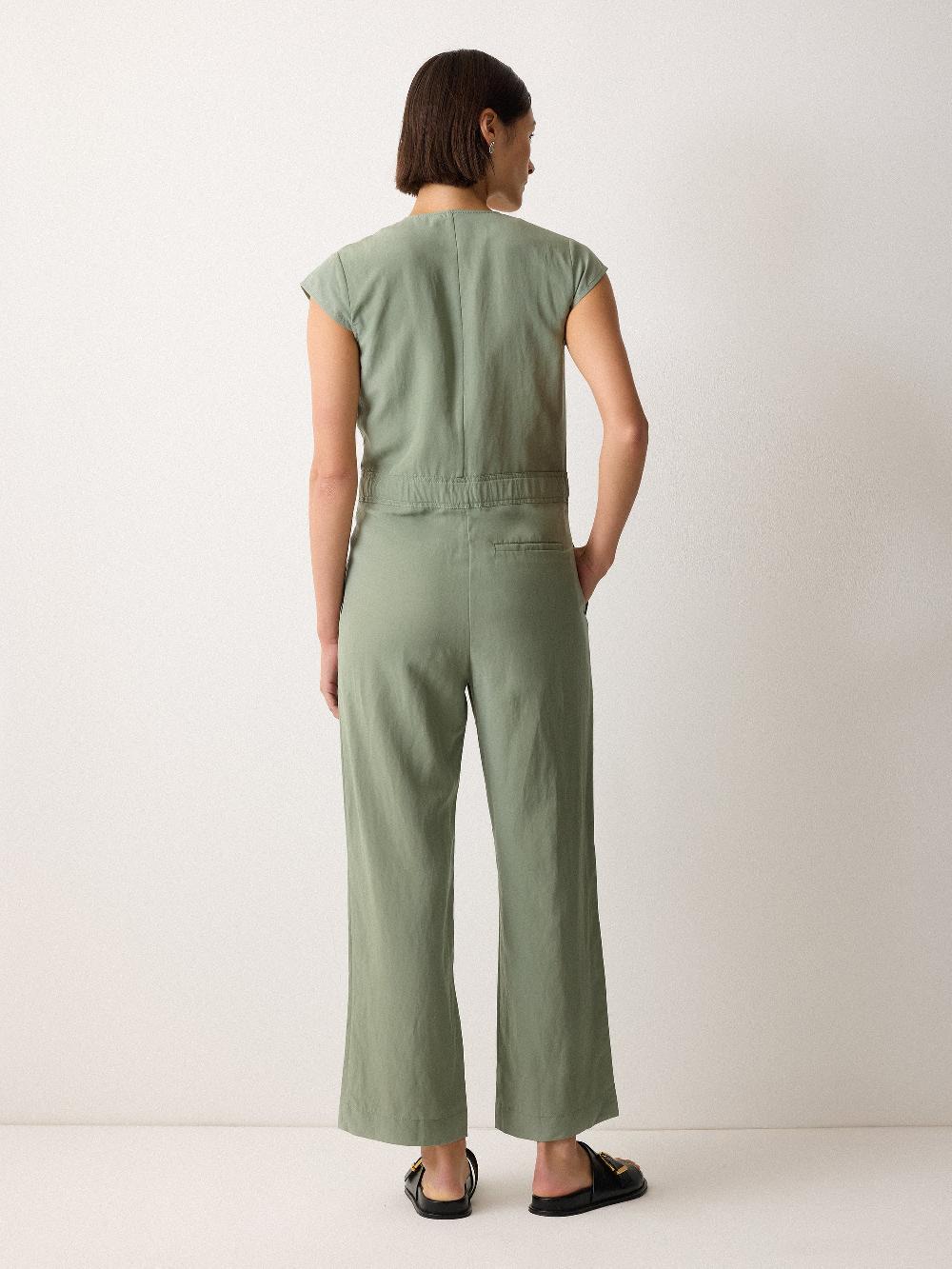 Jigsaw Linen Lyocell Jumpsuit Green