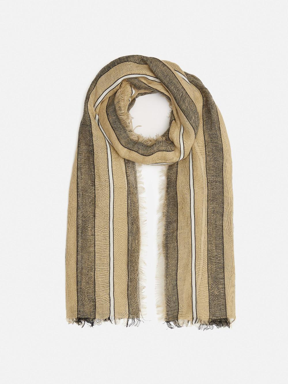 jigsaw Linen Mix Stripe Woven Scarf Natural