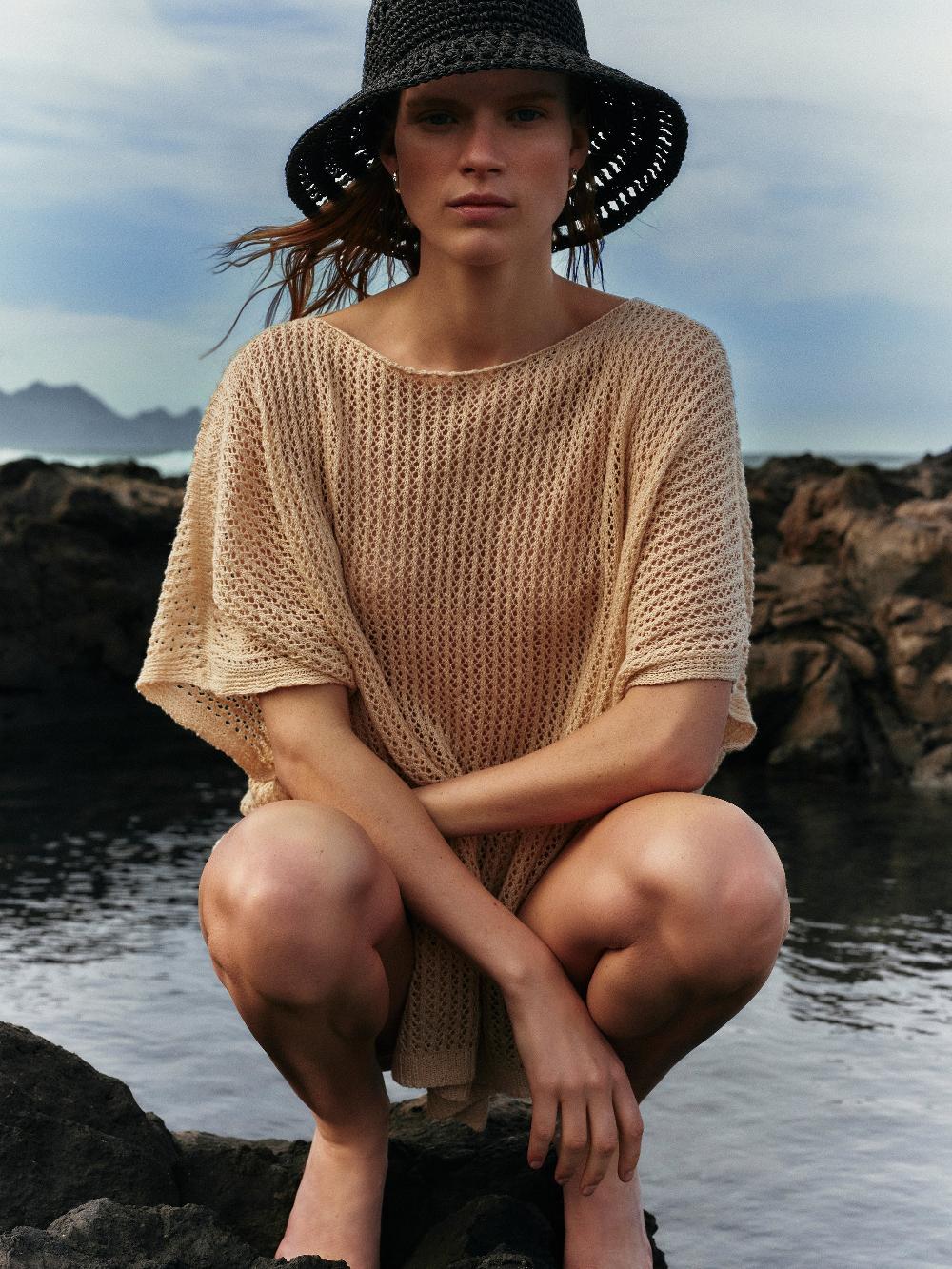 Jigsaw Linen Poncho Cream