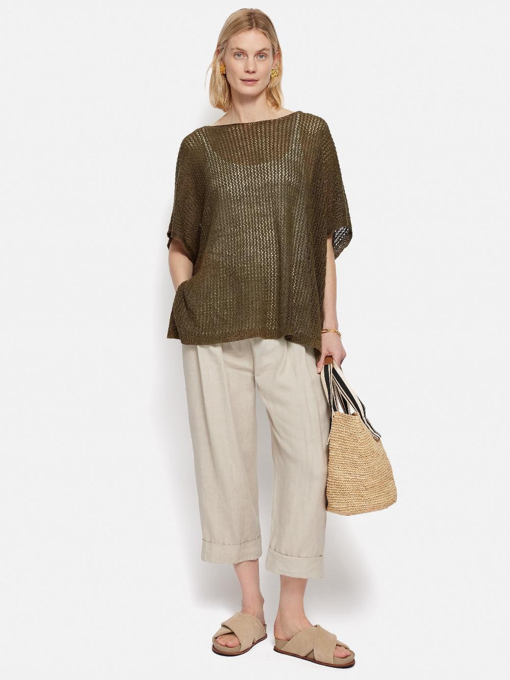 Jigsaw Linen Poncho Khaki