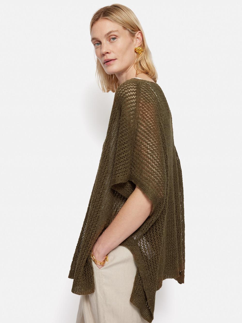 jigsaw Linen Poncho Khaki