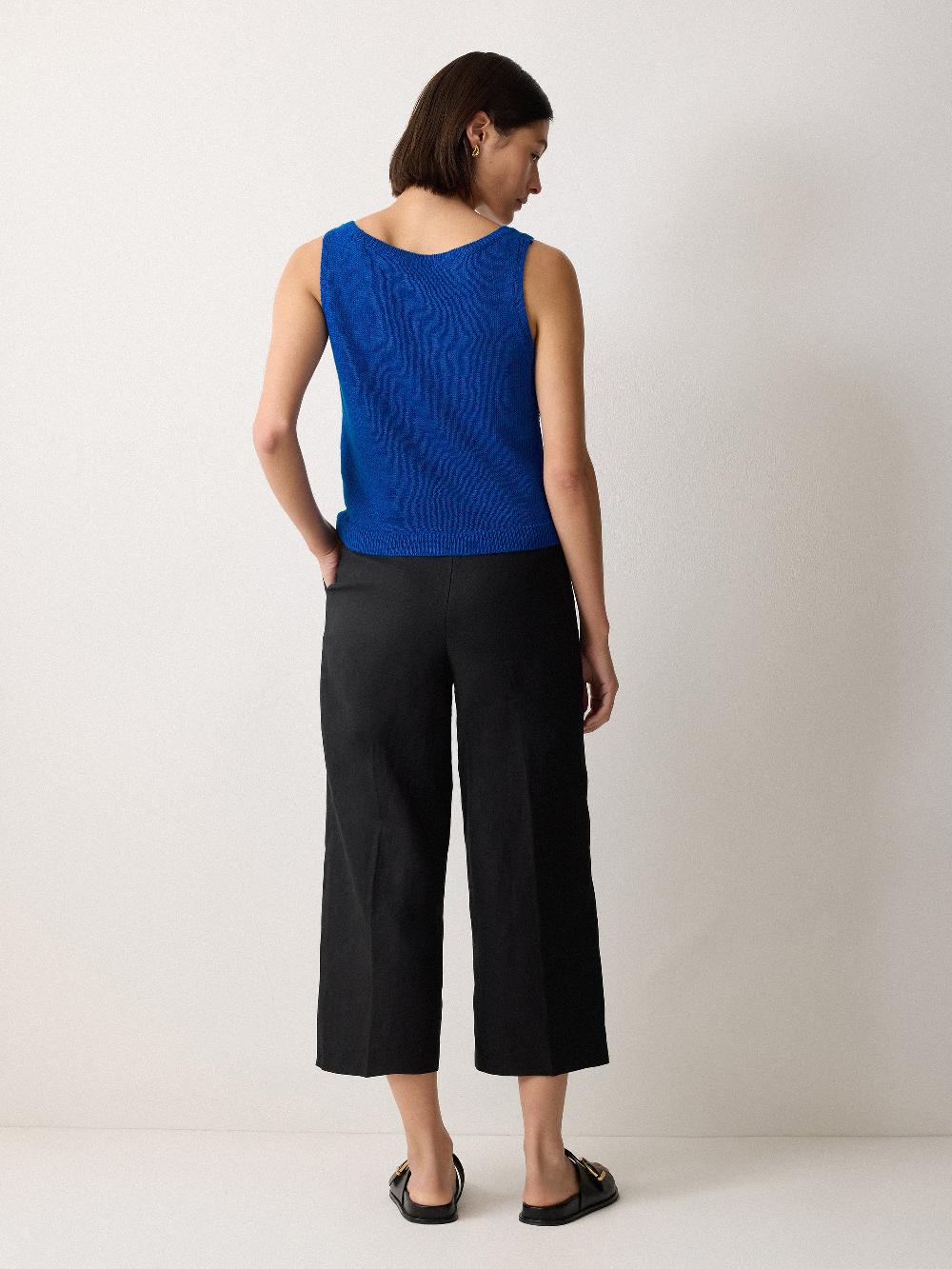 Jigsaw Linen Square Neck Knitted Vest Blue