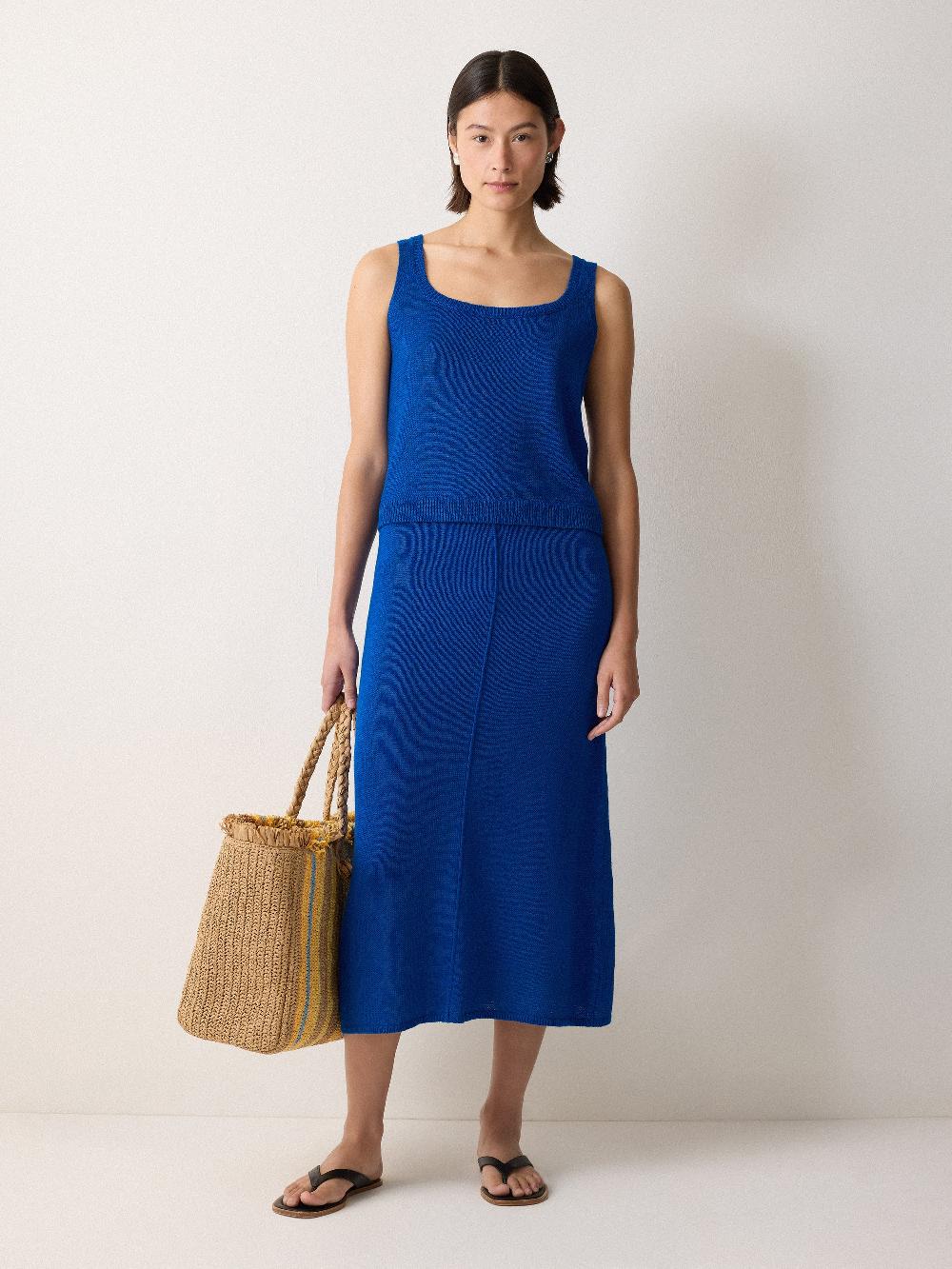 Jigsaw Linen Square Neck Knitted Vest Blue