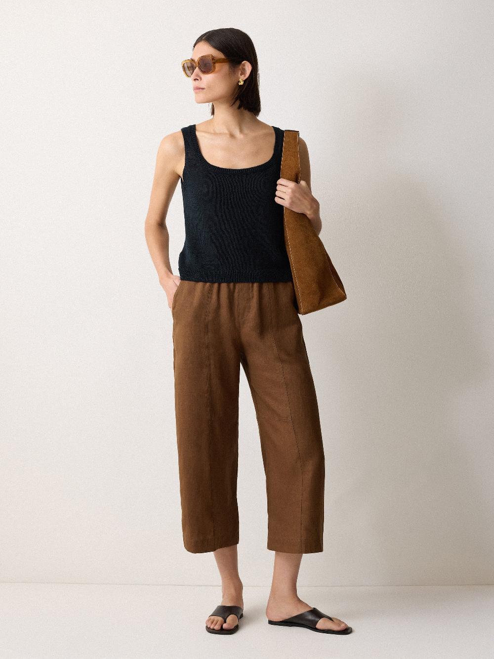 Jigsaw Linen Square Neck Knitted Vest Navy