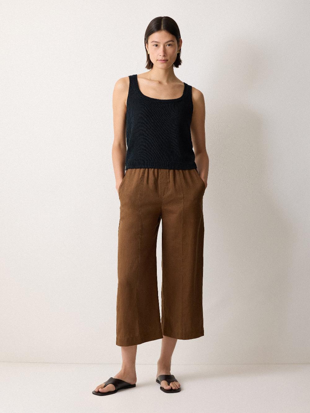 Jigsaw Linen Square Neck Knitted Vest Navy