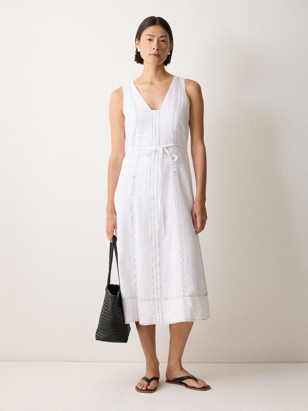 Jigsaw Linen Viscose Stitch Dress White