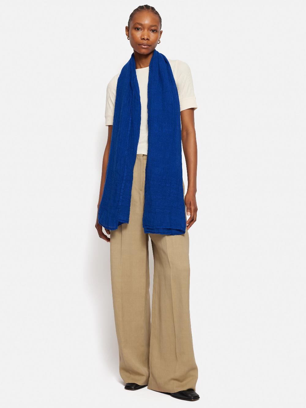 Jigsaw Linen Woven Scarf Blue