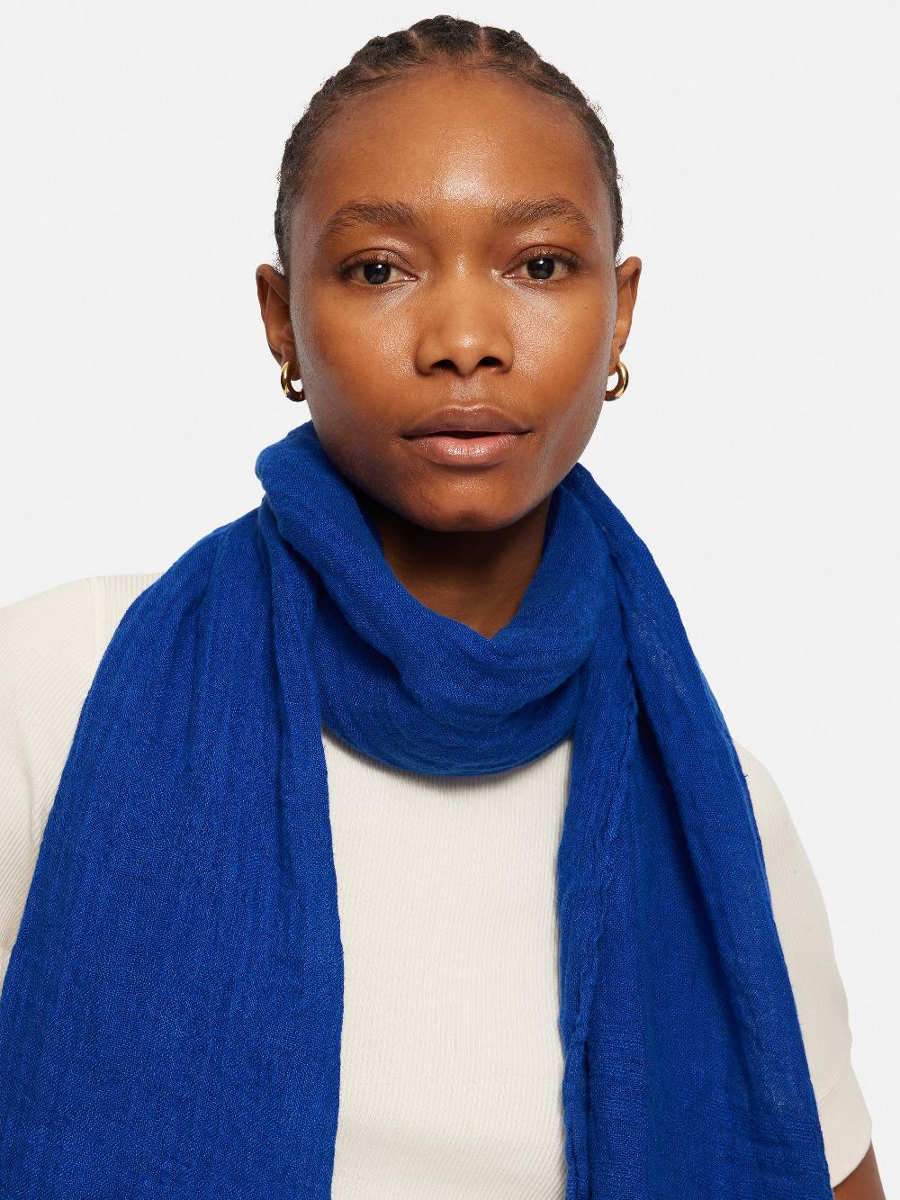 Jigsaw Linen Woven Scarf Blue