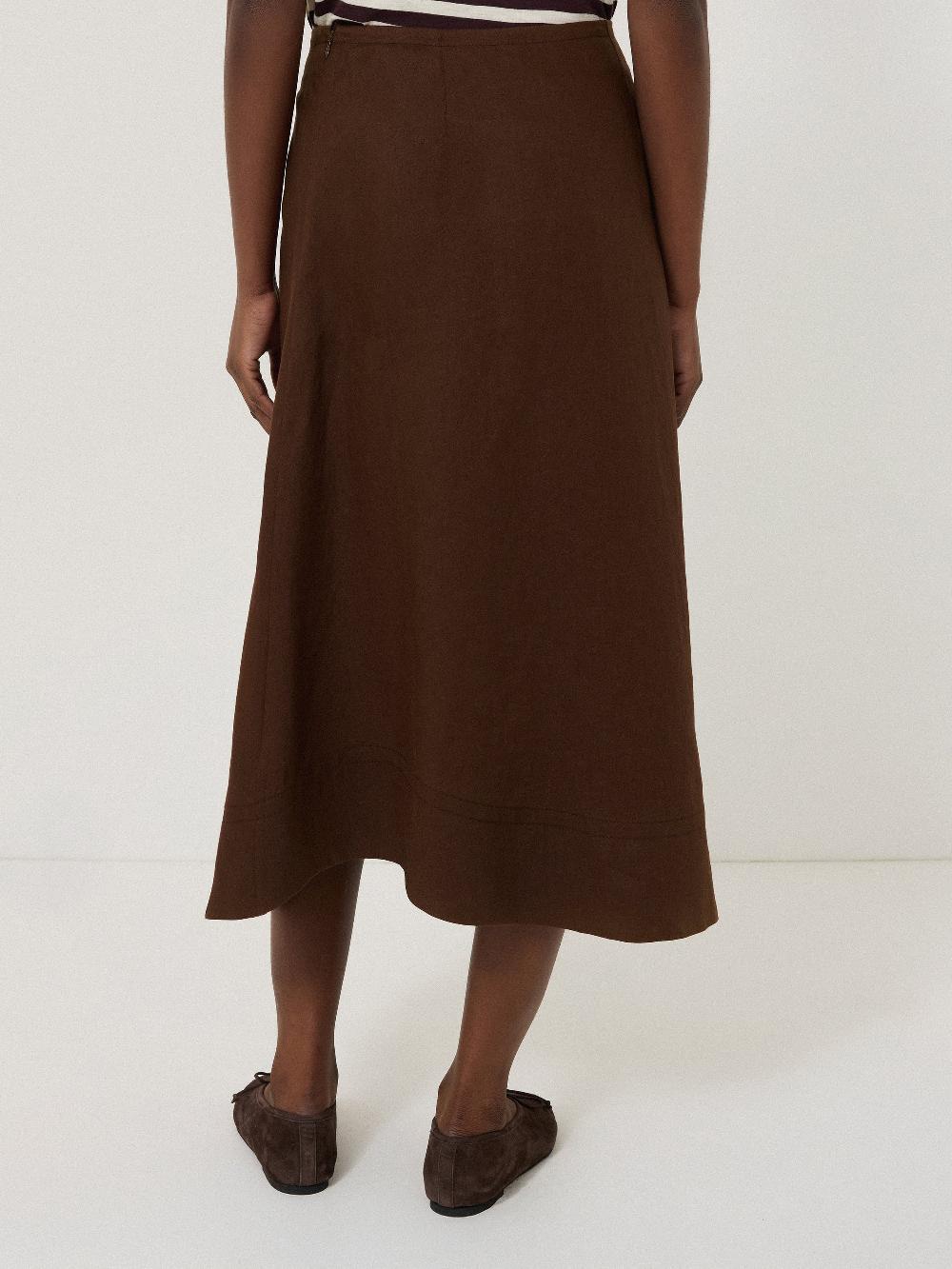 Jigsaw Linen Wrap Detail Skirt Brown