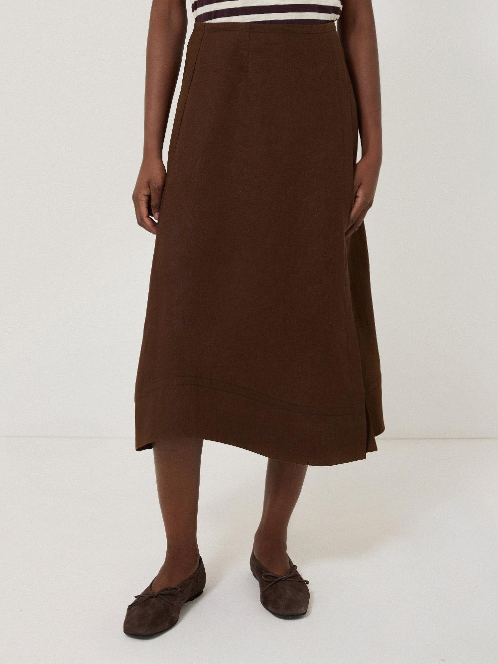 jigsaw Linen Wrap Detail Skirt Brown